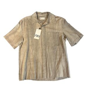 Stonewashed cropped button down